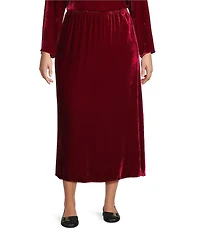 Eileen Fisher Plus Size Silk Velvet Flared Midi Skirt