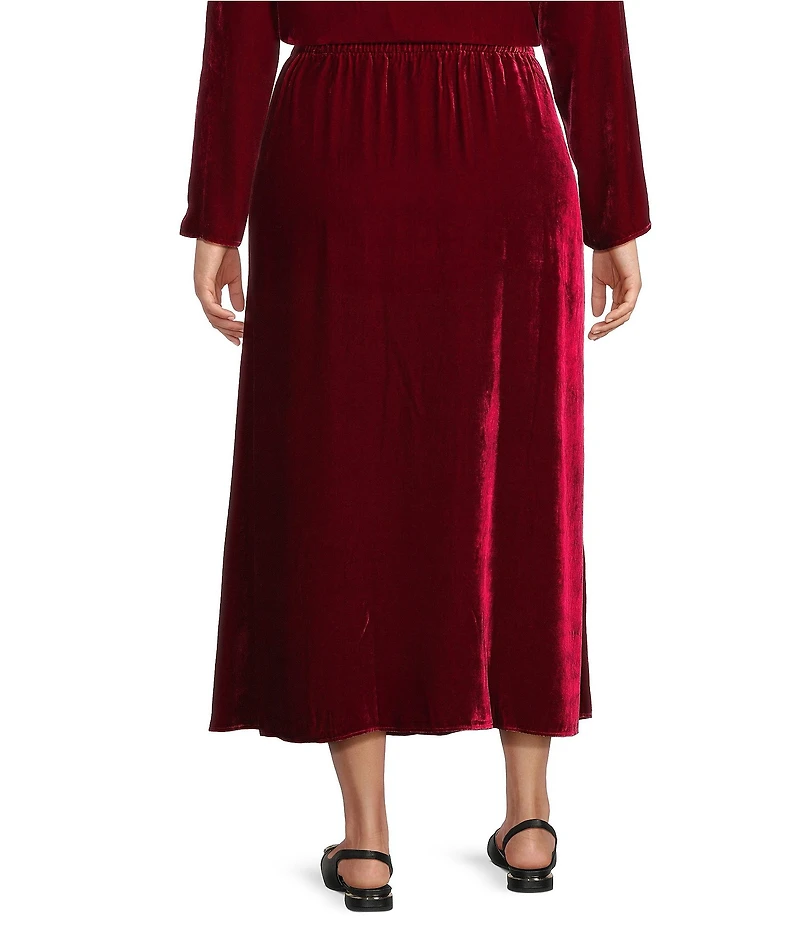 Eileen Fisher Plus Size Silk Velvet Flared Midi Skirt