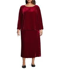 Eileen Fisher Plus Size Silk Velvet Flared Midi Skirt