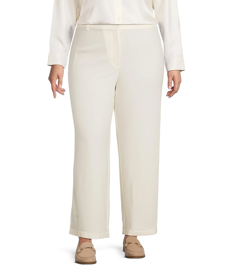 Eileen Fisher Plus Size Stretch Wool Blend Crepe Wide Leg Pants