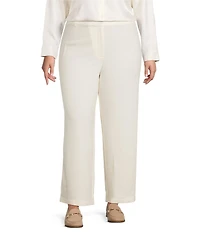 Eileen Fisher Plus Size Stretch Wool Blend Crepe Wide Leg Pants