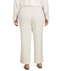Eileen Fisher Plus Size Stretch Wool Blend Crepe Wide Leg Pants