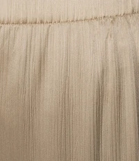 Eileen Fisher Plus Size Striated Silk Satin Straight Leg Pull-On Ankle Pants