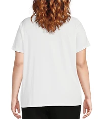 Eileen Fisher Plus Size Tencel Lightweight Jersey Crew Neck Short Sleeve Shirt