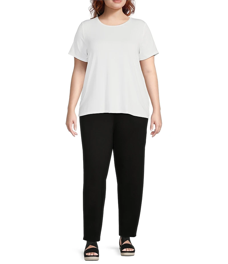 Eileen Fisher Plus Size Tencel Lightweight Jersey Crew Neck Short Sleeve Shirt
