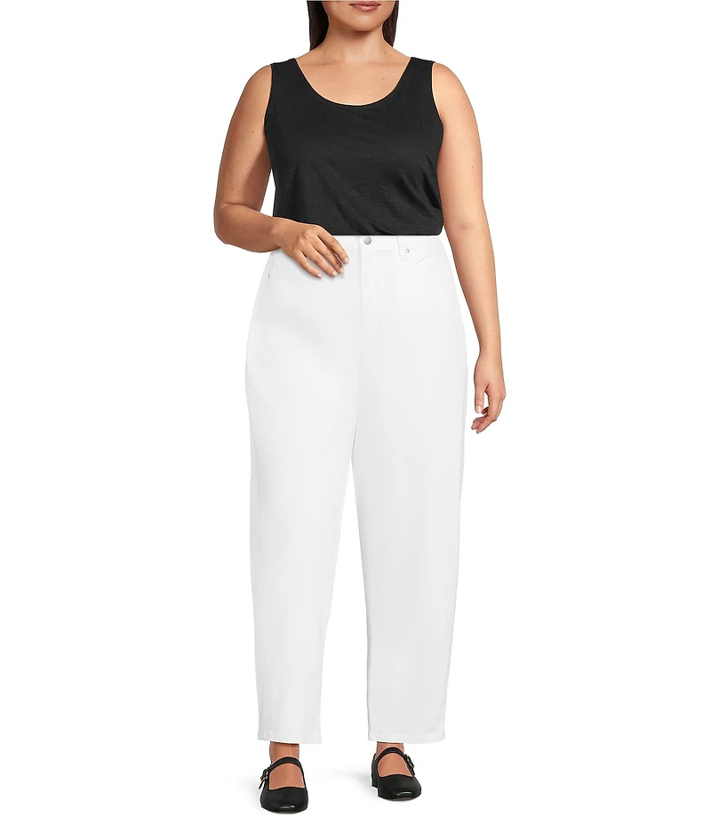 Eileen Fisher Plus Size Texture Organic Linen Knit Scoop Neck Sleeveless Tank