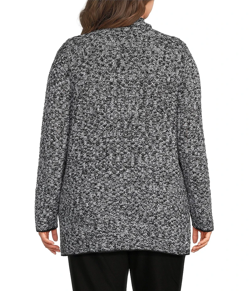 Eileen Fisher Plus Size Two-Tone Yarn Notch Collar Long Sleeve Two Button-Front Jacket