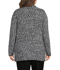 Eileen Fisher Plus Size Two-Tone Yarn Notch Collar Long Sleeve Two Button-Front Jacket