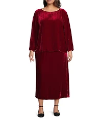 Eileen Fisher Plus Size Velvet Boat Neck Flare Bracelet Sleeve Top