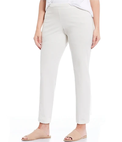 Eileen Fisher Plus Size Washable Stretch Crepe Pull-On Slim Leg Ankle Pants