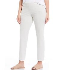Eileen Fisher Plus Size Washable Stretch Crepe Pull-On Slim Leg Ankle Pants