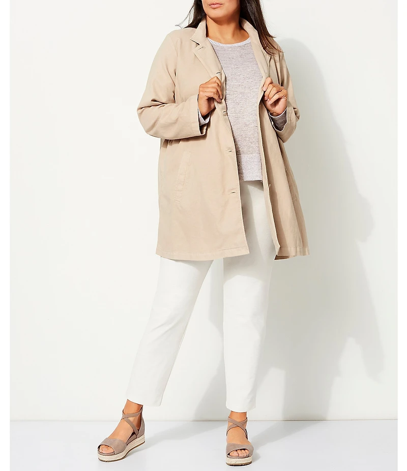Eileen Fisher Plus Size Washable Stretch Crepe Pull-On Slim Leg Ankle Pants