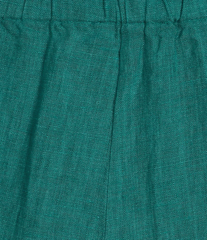 Eileen Fisher Plus Size Washed Organic Linen Elastic Waist Wide Leg Cropped Pants