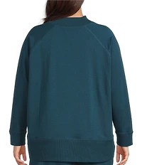 Eileen Fisher Plus Size Organic Cotton Blend Soft Knit High Neck Long Sleeve Top