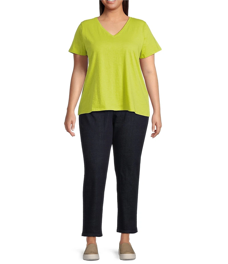 Eileen Fisher Plus Organic Recycled Cotton Stretch Denim High Waist Slim Leg Jeans