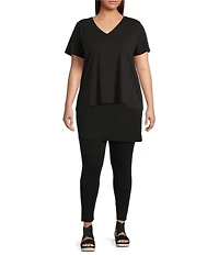 Eileen Fisher Plus Stretch Jersey Knit Skirted Ankle Leggings