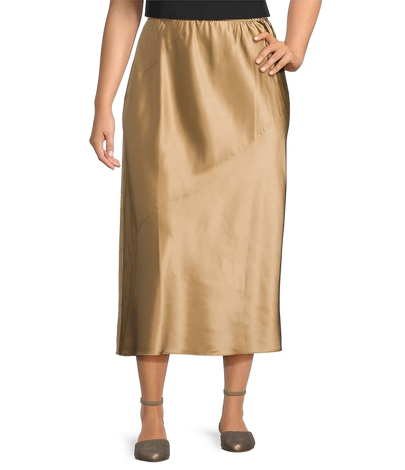 Eileen Fisher Plus Stretch Silk Charmeuse Full Skirt