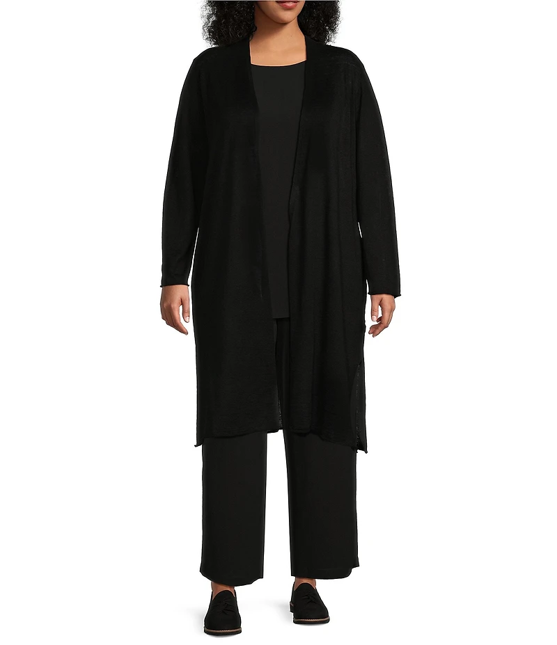 Eileen Fisher Plus Textured Matte Silk Bateau Neck Sleeveless Top
