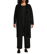 Eileen Fisher Plus Textured Matte Silk Bateau Neck Sleeveless Top