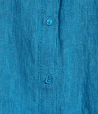 Eileen Fisher Plus Washed Organic Linen Mandarin Collar Short Sleeve Button Front Top