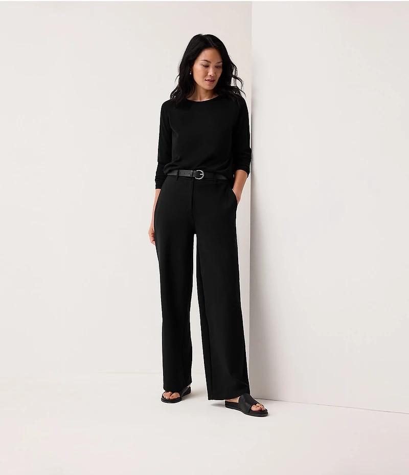 Eileen Fisher Ponte Wide Leg Full Length Trouser