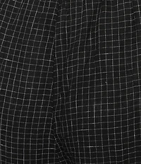 Eileen Fisher Puckered Organic Linen Grid Elastic Waist Wide Ankle Pants