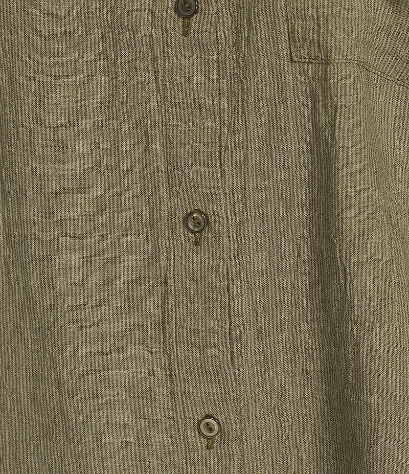 Eileen Fisher Puckered Organic Linen Point Collar Long Sleeve Shirt