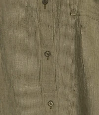 Eileen Fisher Puckered Organic Linen Point Collar Long Sleeve Shirt
