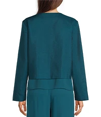 Eileen Fisher Quilted Silk Round Neck Long Sleeve Jacket