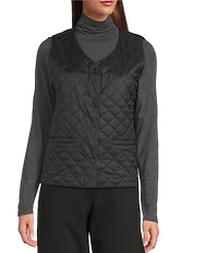 Eileen Fisher Quilted V-Neck Sleeveless Vest