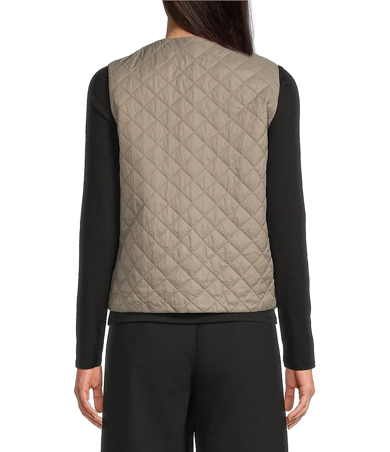 Eileen Fisher Quilted V-Neck Sleeveless Vest