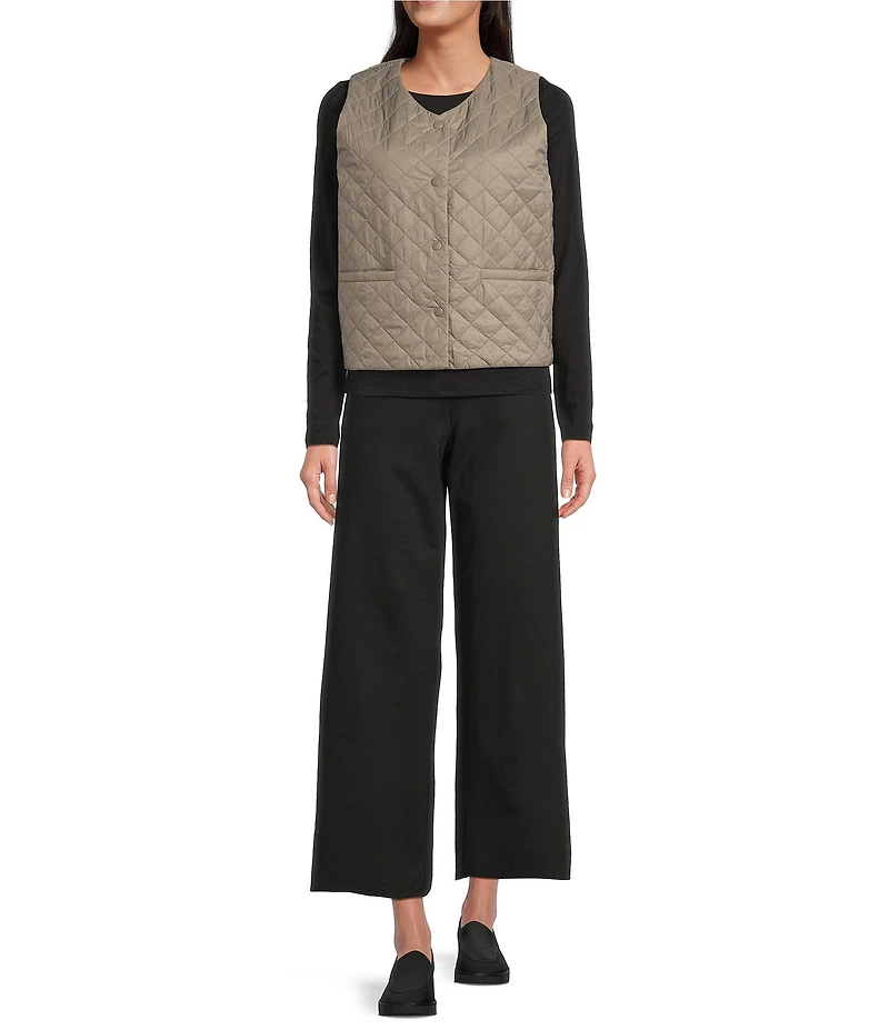 Eileen Fisher Quilted V-Neck Sleeveless Vest