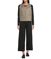 Eileen Fisher Quilted V-Neck Sleeveless Vest