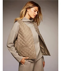 Eileen Fisher Quilted V-Neck Sleeveless Vest