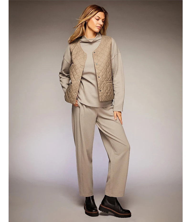 Eileen Fisher Quilted V-Neck Sleeveless Vest