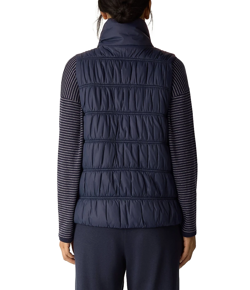 Eileen Fisher Recycled Nylon High Collar Sleeveless Puffer Vest
