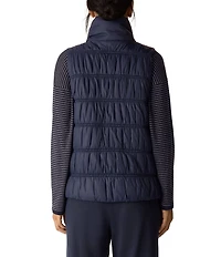 Eileen Fisher Recycled Nylon High Collar Sleeveless Puffer Vest