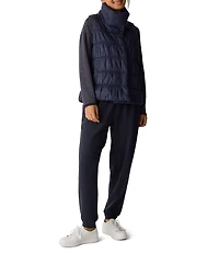 Eileen Fisher Recycled Nylon High Collar Sleeveless Puffer Vest