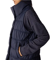 Eileen Fisher Recycled Nylon High Collar Sleeveless Puffer Vest