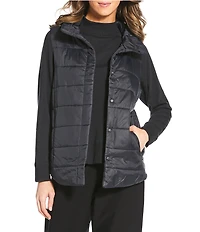 Eileen Fisher Recycled Nylon High Neck Sleeveless Puffer Vest