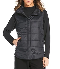Eileen Fisher Recycled Nylon High Neck Sleeveless Puffer Vest