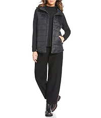 Eileen Fisher Recycled Nylon High Neck Sleeveless Puffer Vest