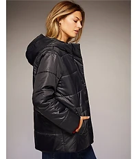 Eileen Fisher Recycled Nylon Hooded Long Sleeve Puffer Jacket