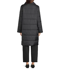 Eileen Fisher Recycled Nylon Stand Collar Long Sleeve Puffer Coat