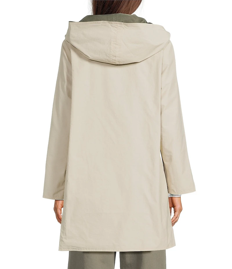 Eileen Fisher Reversible Hooded Long Sleeve Coat