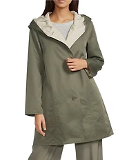 Eileen Fisher Reversible Hooded Long Sleeve Coat