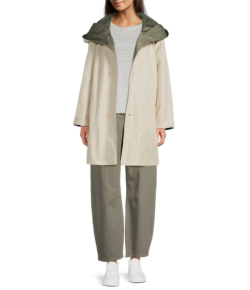 Eileen Fisher Reversible Hooded Long Sleeve Coat