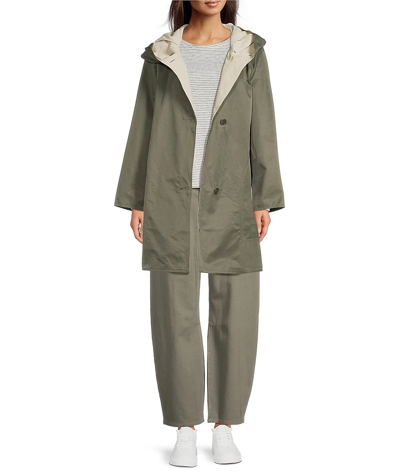 Eileen Fisher Reversible Hooded Long Sleeve Coat