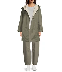 Eileen Fisher Reversible Hooded Long Sleeve Coat