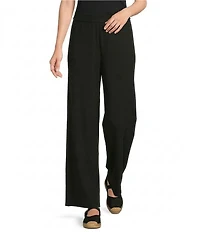 Eileen Fisher Ribbed Knit Flat Front Wide Leg Pants